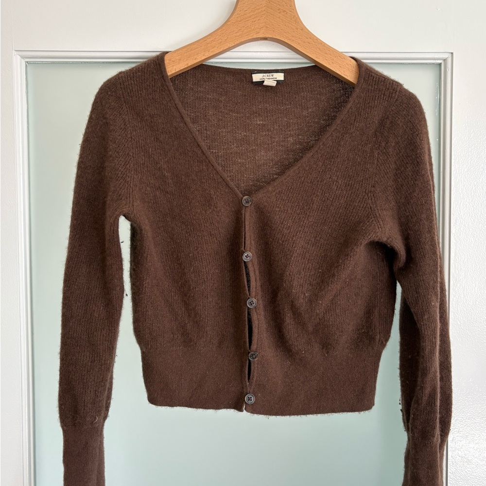 Chocolate Brown Cashmere Cardigan, slightly cropped